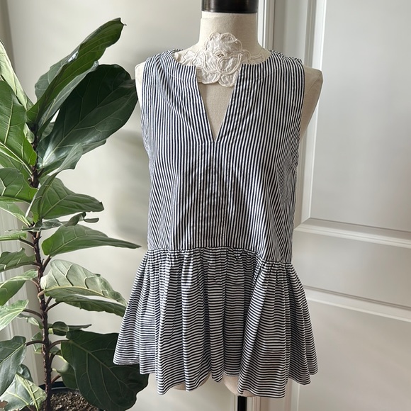 Tibi top size 0 100% cotton tunic shirt drop waist button down back blouse - Picture 1 of 6